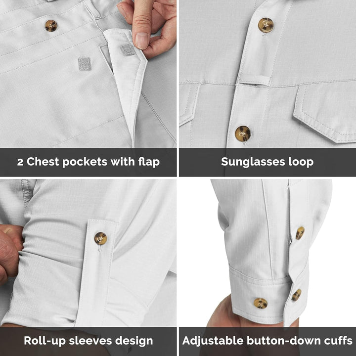 Outdoor Ventures Hemd Herren Freizeithemd Langarm Outdoor Shirt Atmungsaktive Schnell Trocknende Fun