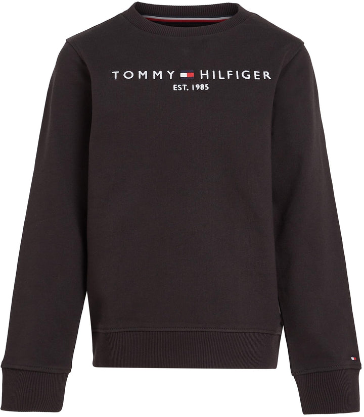 Tommy Hilfiger Kinder Unisex Sweatshirt Essential Sweatshirt ohne Kapuze 6 Jahre Schwarz, 6 Jahre Sc