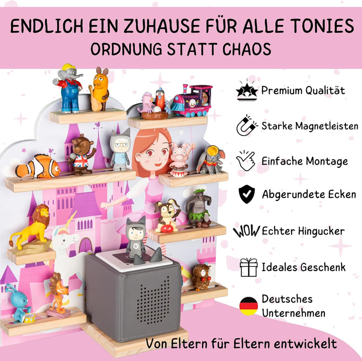 bunnyboo Toniebox Regal - für Toniebox und Figuren - ausreichend Platz für bis zu 25 Tonie Figuren u