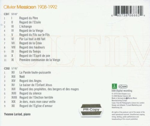 Vingt Regards Sur l'Enfan, Audio-CD