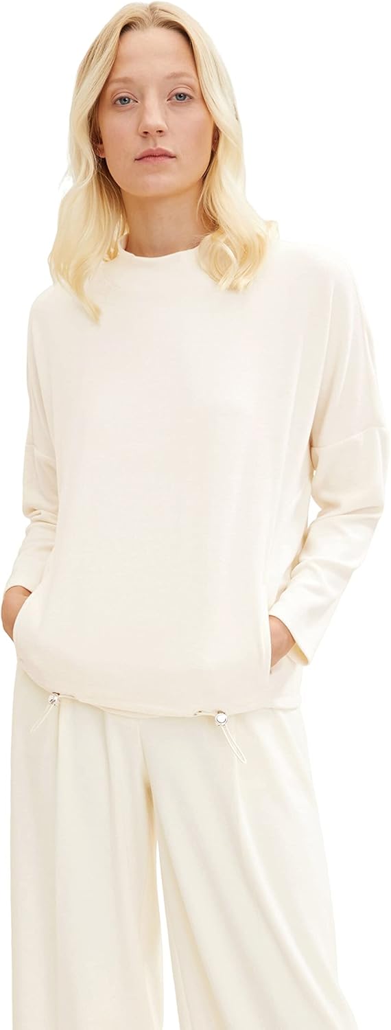 TOM TAILOR Damen Sweatshirt mit Taschen, 28130 - Soft Buttercream
