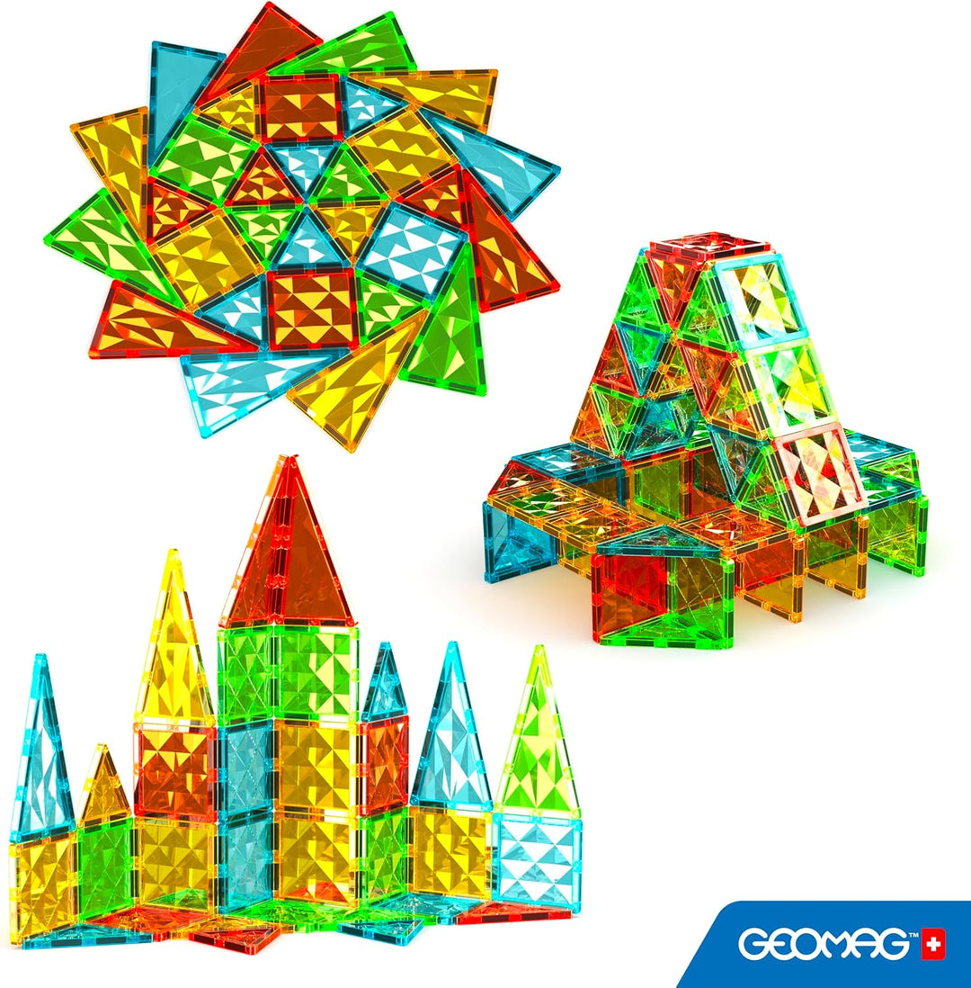 Geomag Magnetic Tiles Gems 100 – Magnetische Konstruktionen 100 Stück 3D-Bretter – Pädagogisch Blöck