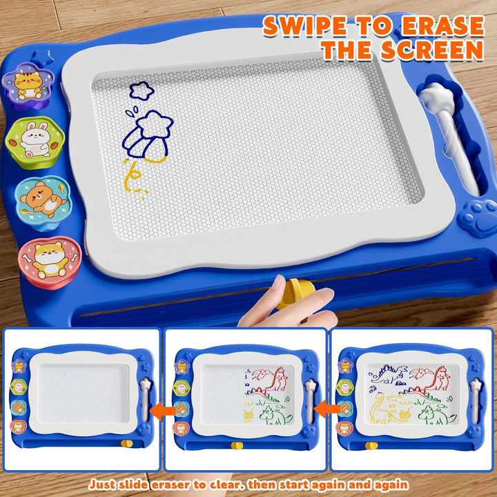 Grosse Magnetisches Zeichenbrett Spielzeug für Kinder Alter 3-7 Jahre, löschbare Doodle Brett mit 4