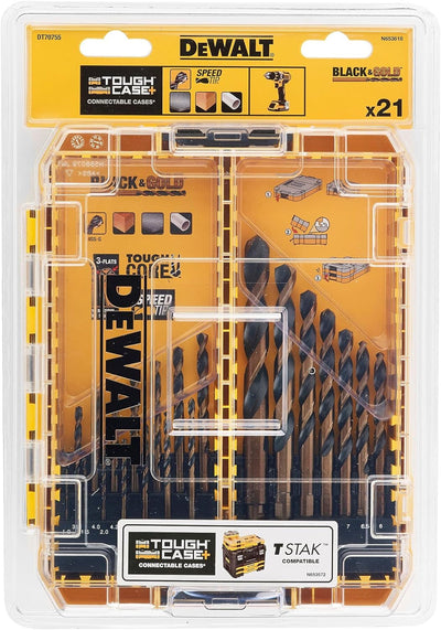 DEWALT HSS-G Metallbohrer-Set DT70755 (21-teilig, mit Kernverstärkung + optimierter Spiralnut, in kl