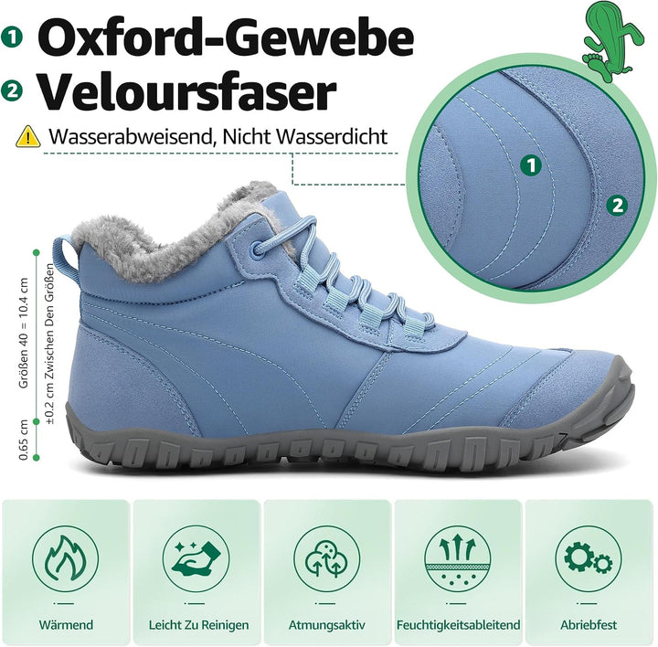SAGUARO Winter Barfussschuhe Warm Gefüttert Winterschuhe für Damen Herren,EU Gr.36-48, 37 EU Lichtbl