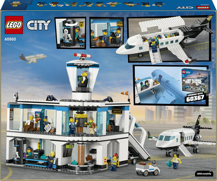 LEGO City Flughafen mit Flugzeug - Spielzeug Miniatur Modellbau mit Terminal, Flugzeug, Schlepperfah