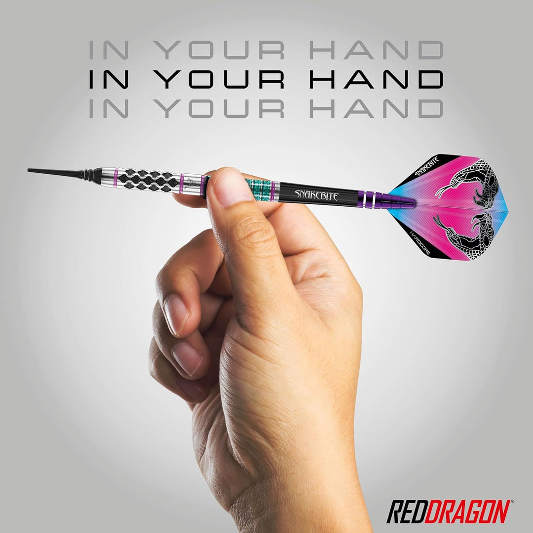 RED DRAGON Peter Wright Snakebite Supa-Venom Premium Tungsten Dartset mit Flights und Stielen 18.0 G