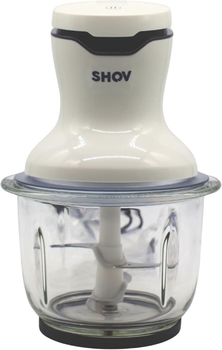 SHOV Mini Zerkleinerer Ein-Hand-Bedientaste, 700ml Glasbehälter, Gemüsezerkleinerer, elektrischer Mi