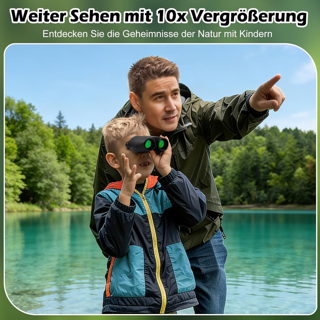 Fernglas für Erwachsene und Kinder, 10x25 Kompaktes Kleines Fernglas mit HD Linsen, Leicht, mit Gürt