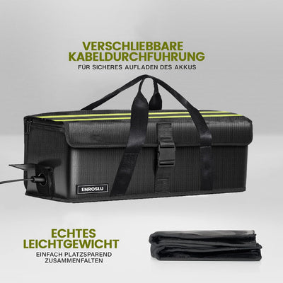 ENROSLU Ebike Akkutasche, 8 Schichten Brandschutz, Feuerfeste Akkutasche bis 1400 °C, Wasserdicht, E