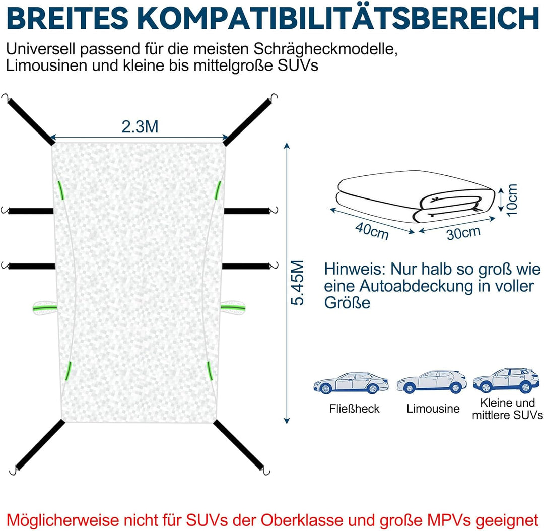 Halbgarage für Auto Abdeckplane, Regen Schnee UV-Schutz Staubdicht Autoabdeckung Limousine SUV Halbe