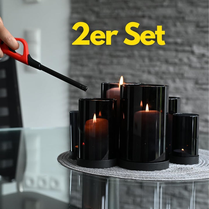 CeleBig® Windlicht 2er Set (6 Gläser) mit Meereslicht-Effekt | Lichtermeer | Kerzenhalter mit Windli