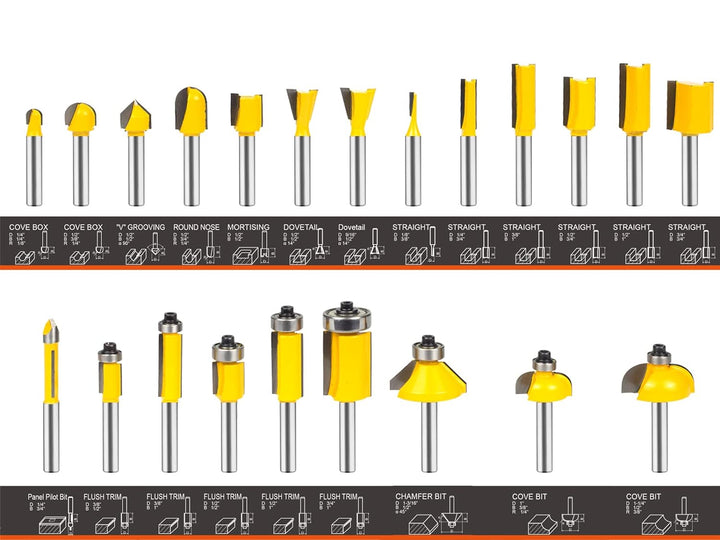 Oberfräsen-Bits-Set 1/4 Zoll Schaft – BAIDETS 35 Stück 1/4 Zoll Fräser-Bits für professionelle Tisch