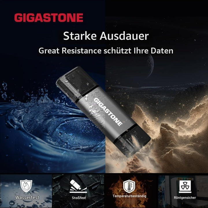 GIGASTONE 64GB USB-Flash-Laufwerk (5 Stück) Z40 USB 3.2 Gen 1, Typ-A &amp; Typ-C, Highspeed, Design mit