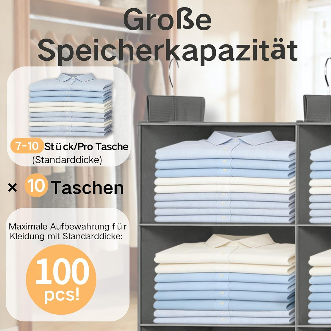 ALLTIDYUP Doppelreihe Hängeregal, Schrank Organizer für Kleidung, Faltbarer Kleiderschrank Organizer