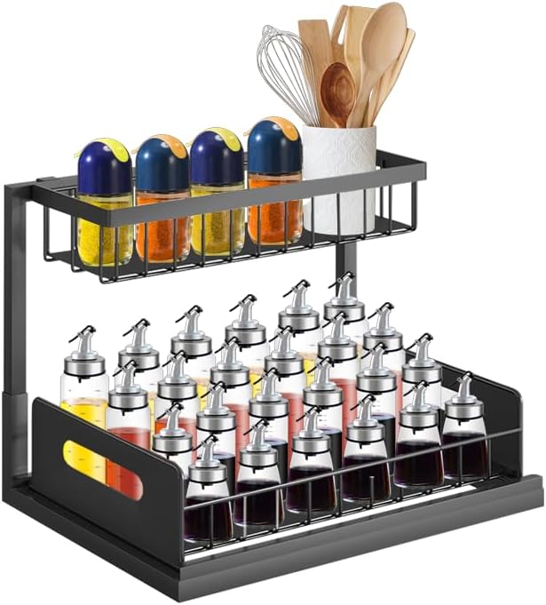 LANTUS Unterschrank für Spüle, 2 Ebenen, verschiebbar, stapelbar, Regale für Schrank, Küche, Badezim