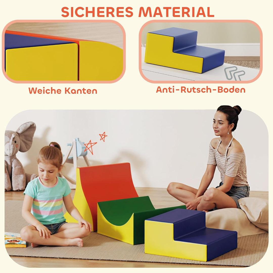 AIYAPLAY Schaumstoff Bausteine Kinder 3 Stück Klettern Softbausteine Bausteinset Grossbausteine Baby