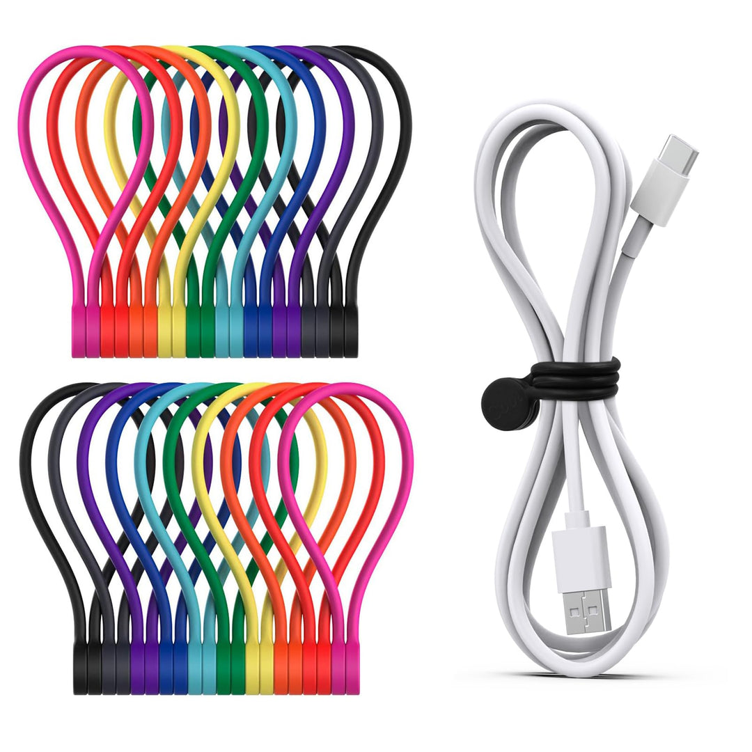 SMART&COOL Wiederverwendbare Magnetische Kabelbinder, Multifunktionale Silikon Magnet Kabelbinder fü