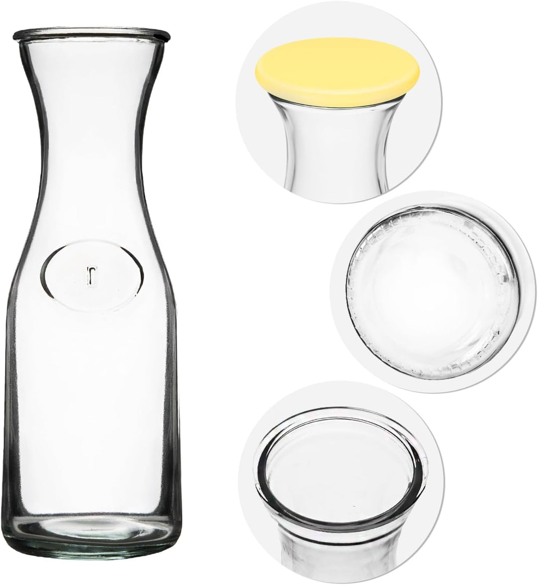 Glaskaraffe 1L mit Deckel – Wasserkaraffe für Wasser, Saft, Limonade und Getränke (5x), 5x