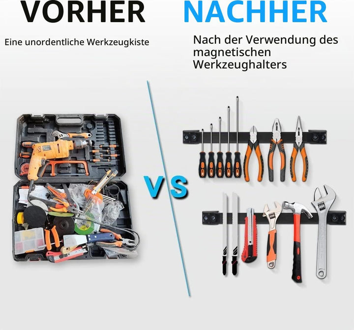 5 Stück Werkzeug Magnetleiste Set 40cm, Stark Magnetschiene Magnetische Werkzeughalter Wand, Magnet