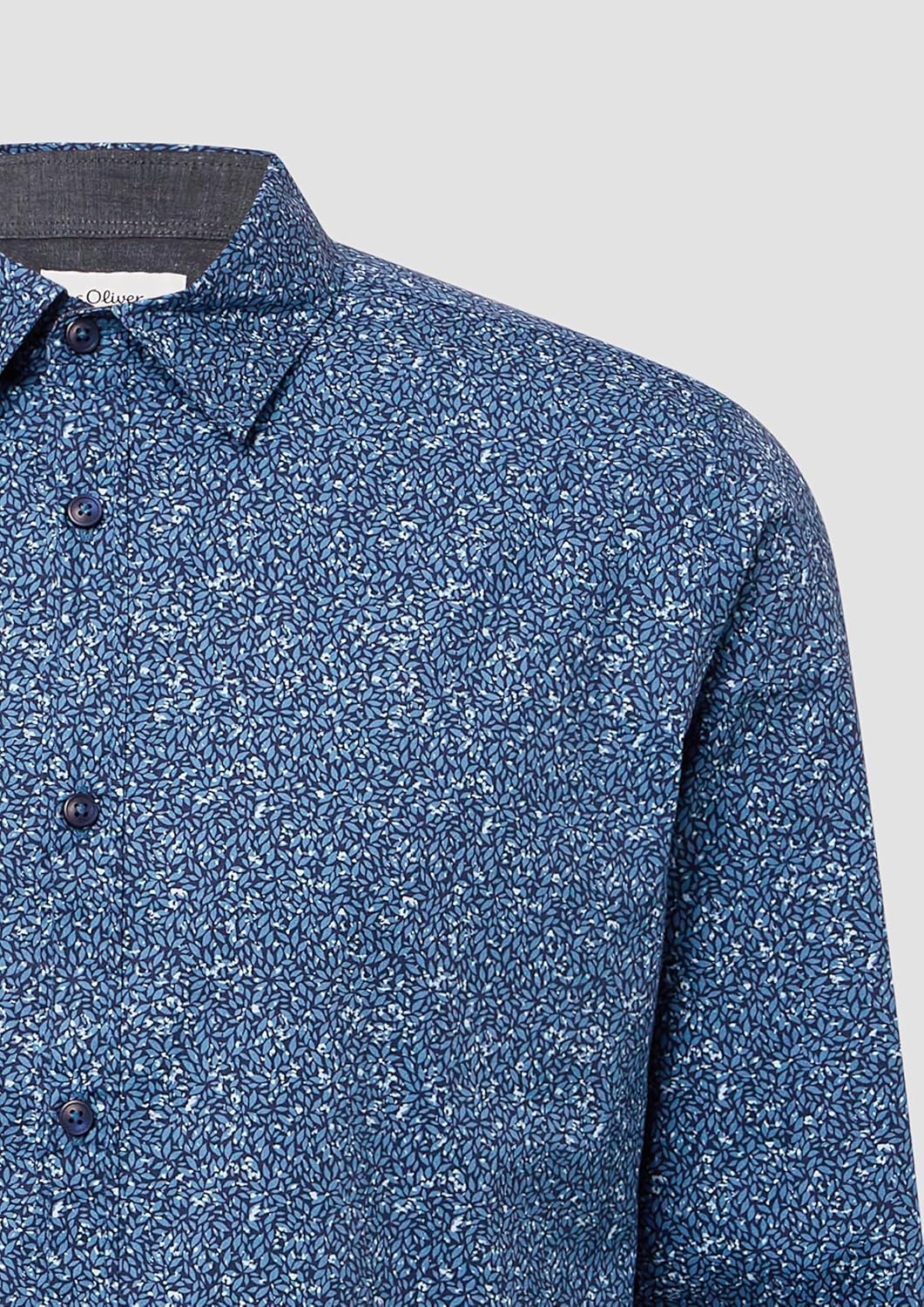 s.Oliver Slim Fit: Hemd aus Baumwollstretch mit All-over-Print M 58a0_tiefblau, M 58a0_tiefblau