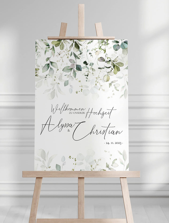 Manschin Laserdesign Willkommensschild Aluverbund personalisiert - Made in Germany - Welcome Willkom
