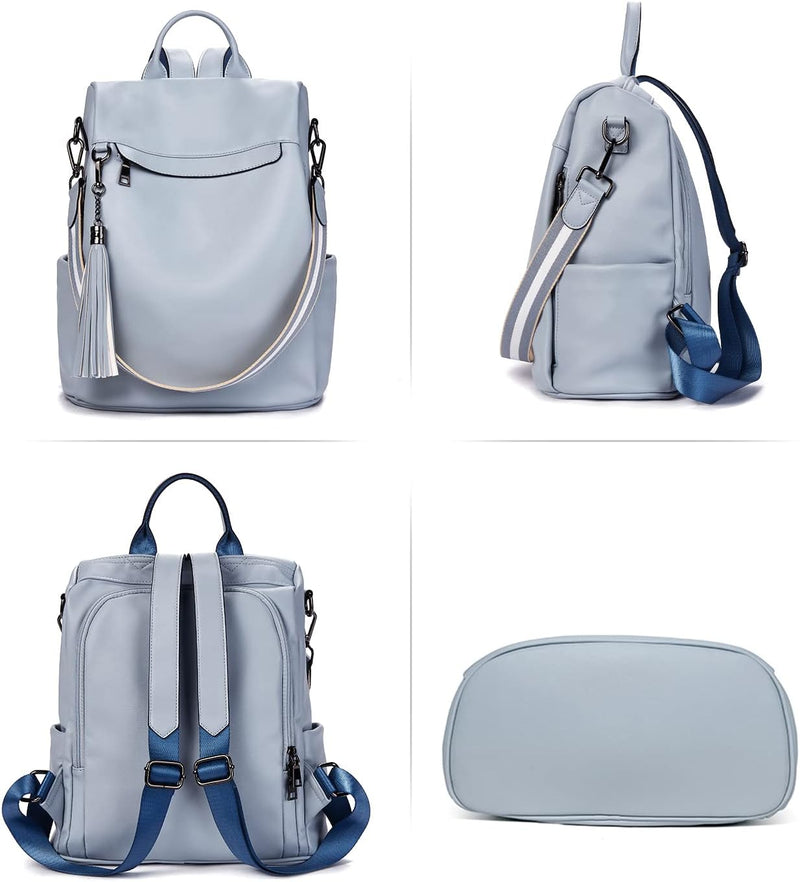 BOSTANTEN Damen Rucksack Leder Anti Diebstahl Reiserucksack 2 in 1 Schultertasche Gross Blau 1-blau2