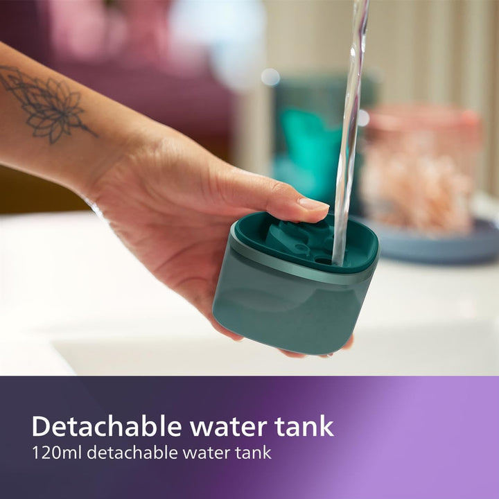 Philips Tragbarer Dampfgarer, Serie 3000-1000W, Dampf 20g/min, Abnehmbarer Wassertank 120ml, Metallp