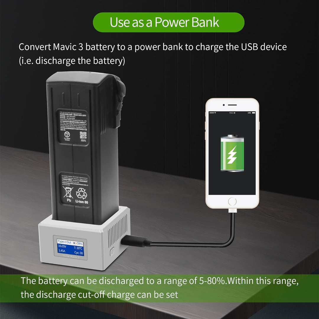 LYONGTECH LCD USB Akku Ladegerät für DJI Mavic 3 Pro/Cine/Classic Drohne,Akkuladestation Hub Zubehör