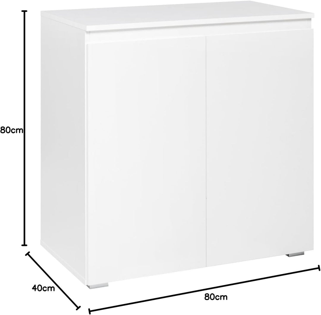 Kommode (B/H/T: 80 x 80 x 40 cm) griffloses Design, weiss matt