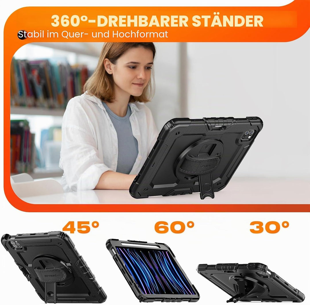 SEYMAC stock Hülle für iPad Pro 11 Zoll (4./3./2./1.Generation, 2022/2021/2020/2018), Stossfeste iPa