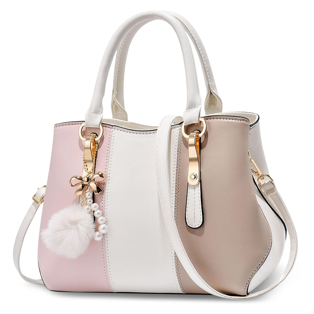 Damen Handtasche Mode Pompons Anhänger Umhängetasche Elegantes Casual Reise Handtasche Frauen Tote H