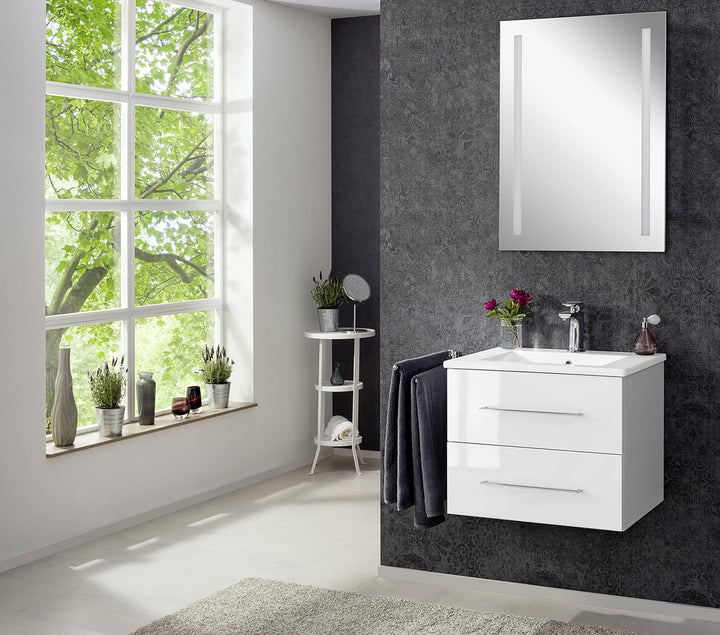 FACKELMANN LED Spiegel linear Mirrors/Wandspiegel mit LED-Beleuchtung/Masse (B x H x T): ca. 60 x 75