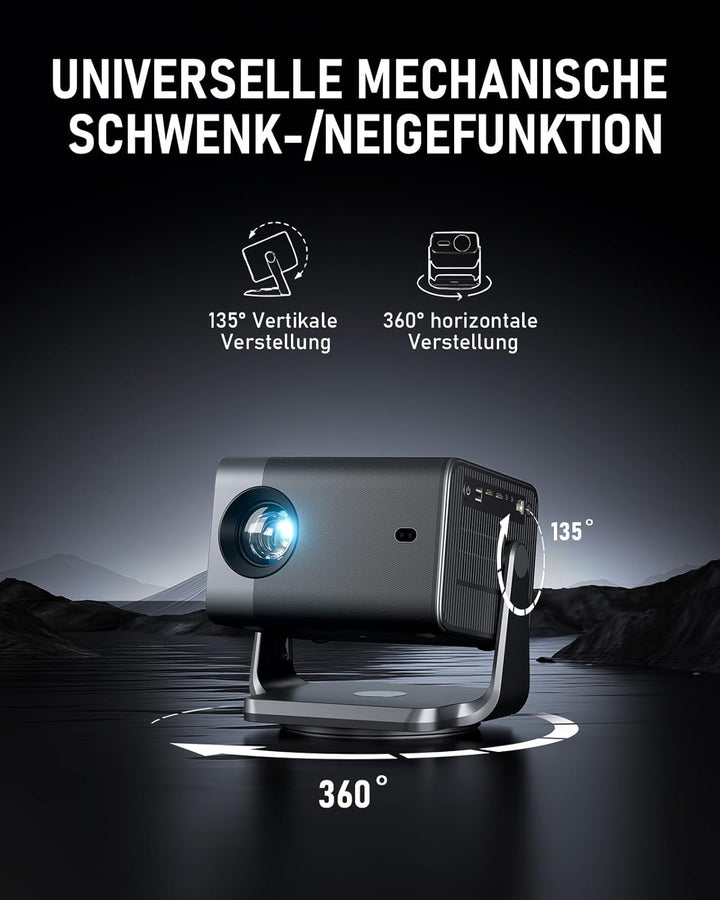 Smart Beamer 4K【Offiziell APPs & Dolby Audio】 4000ANSI Auto Fokus/6D Trapezkorrektur Video Projector