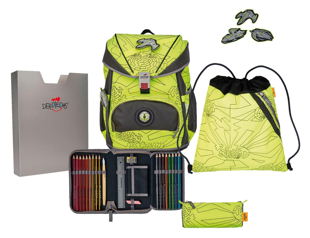 DerDieDas ErgoFlex Superflash Neon - Schulranzen Set 5tlg. 800g Gelb, Gelb