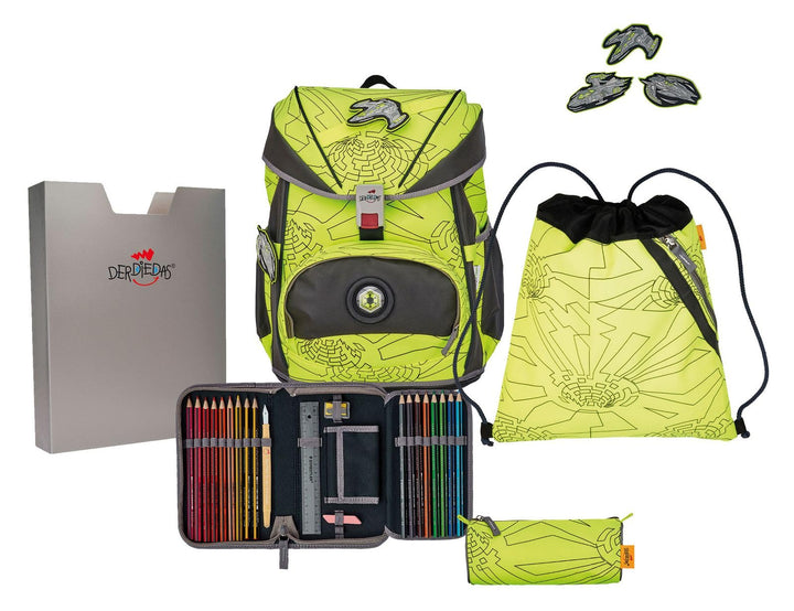 DerDieDas ErgoFlex Superflash Neon - Schulranzen Set 5tlg. 800g Gelb, Gelb