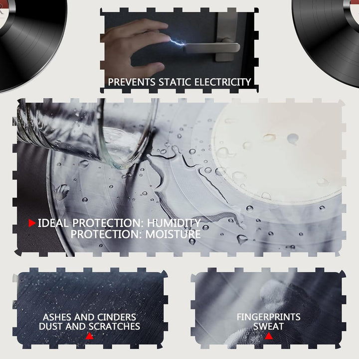 BUOSHUO 50 Stück Schallplatten-Innenhüllen 12 Zoll Antistatisch | Premium HDPE 50 Mikron für Lorde/K