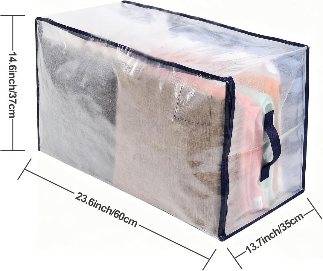 2 Pack Clear Moving Bags Clothing Storage Bag Heavy Duty Moving Totes Packing Bags Transparent Handl