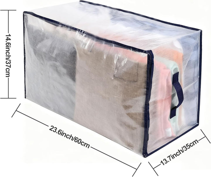 2 Pack Clear Moving Bags Clothing Storage Bag Heavy Duty Moving Totes Packing Bags Transparent Handl
