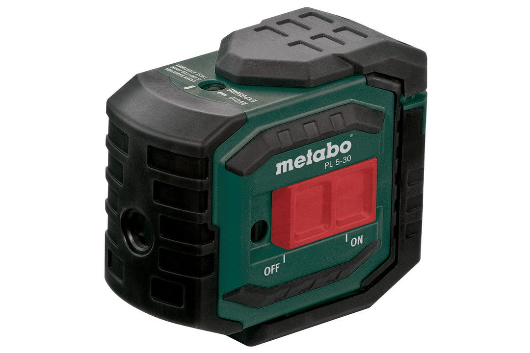 Metabo 606164000 Punktlaser PL 5-30 | +Zielplatte, Gürteltasche, Wandhalterung, 3 Batterien AA 1,5 V