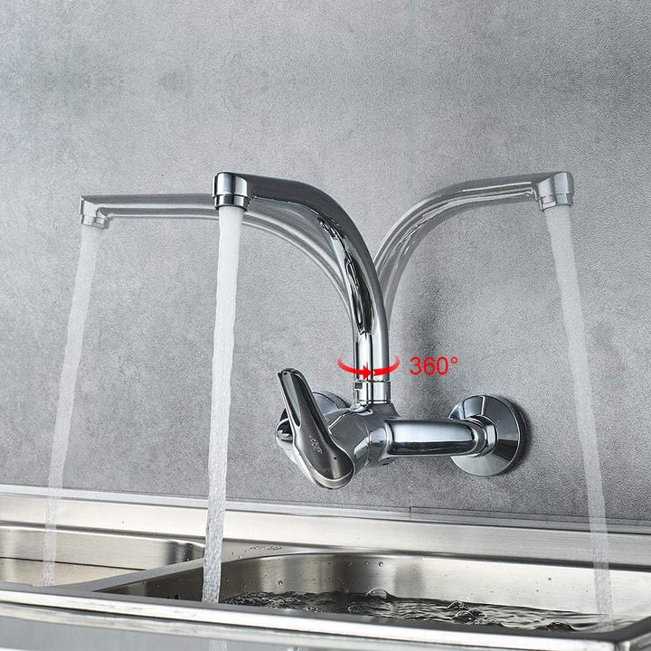 Ibergrif M16350 Roma, Wandmontage Küchenarmatur, Einhand Spültischbatterie, Wasserhahn Küche, Chrom