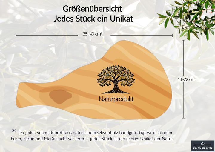 Küchenmaster Olivenholz Schneidebrett, Holzbrett, Servierbrett, Steakbrett, Käsebrett, Frühstücksbre