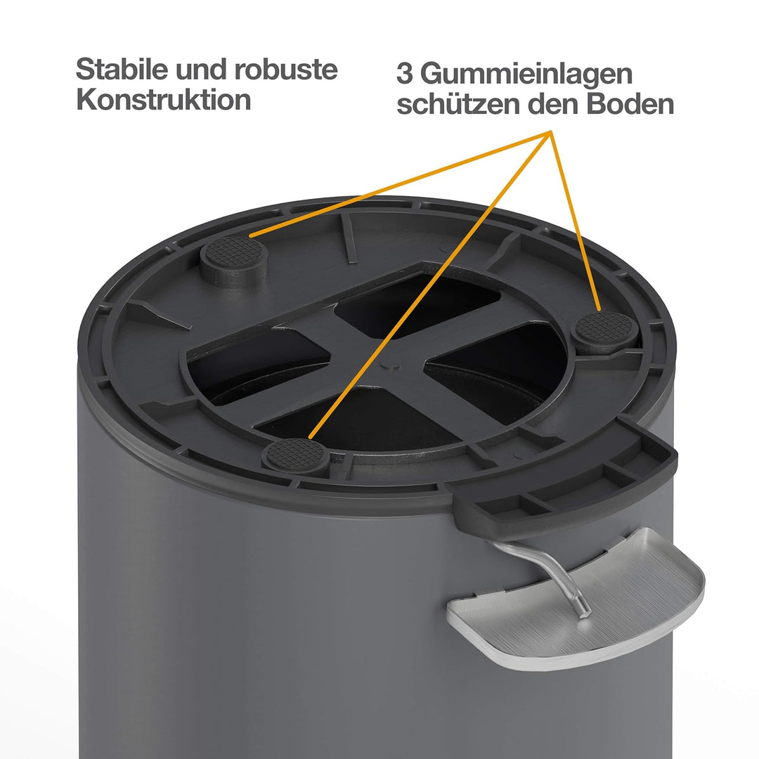 3 Liter Treteimer Edelstahl matt mit Absenkautomatik Klappdeckel leise schliessend Softclose mit Inn