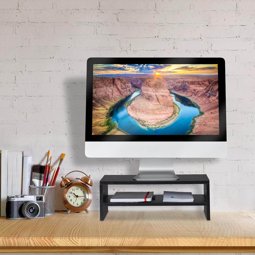 Relaxdays Monitorständer, Bildschirmerhöhung mit Fach, HBT: 14 x 40 x 23,5 cm, Schreibtisch, Büro &amp;