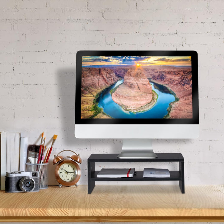 Relaxdays Monitorständer, Bildschirmerhöhung mit Fach, HBT: 14 x 40 x 23,5 cm, Schreibtisch, Büro &amp;