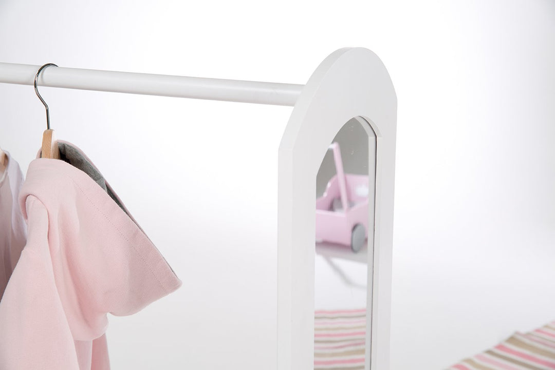 roba Garderobe, Kindermöbel mit Kleiderständer, Regal, Kleiderstange & grossem Spiegel; aus Holz wei