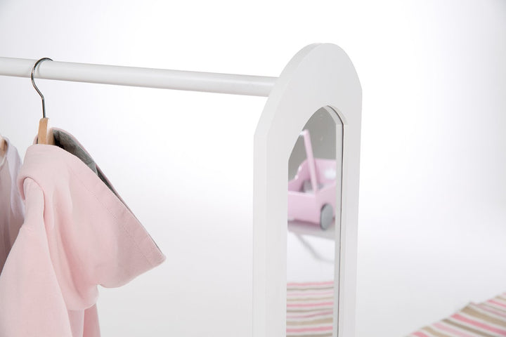 roba Garderobe, Kindermöbel mit Kleiderständer, Regal, Kleiderstange & grossem Spiegel; aus Holz wei