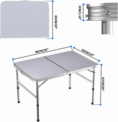 91 cm höhenverstellbarer Klapptisch, Aluminium, faltbar, tragbar, Camping, Picknick, Tisch für Outdo