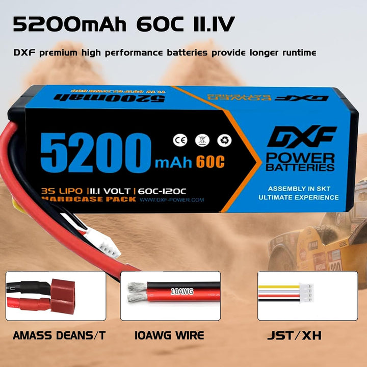 DXF 3S Lithium-Batterie, 5200mAh, 11.1V, 60C, RC-Batterie, mit Deans-Anschluss für ferngesteuertes A