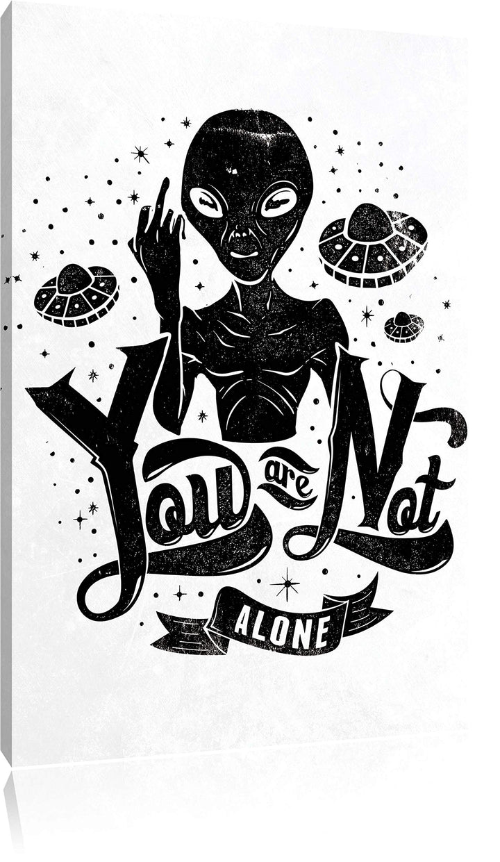 Pixxprint You Are not Alone White Bild auf Leinwand, XXL riesige Bilder fertig gerahmt mit Keilrahme